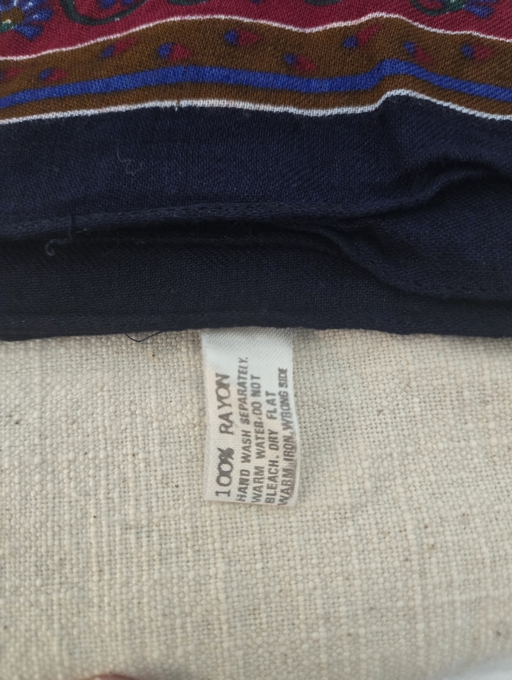 Made In Italy Rayon Scarf - Navy with Paisley Border - Picture 3 of 6